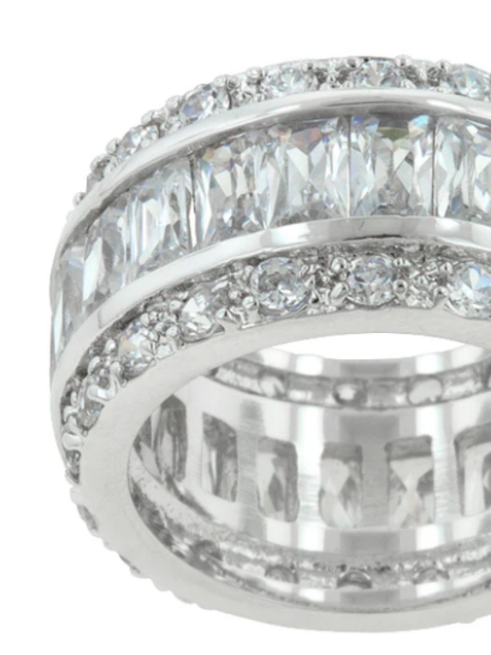 Triple Row White Zircon Eternity Ring